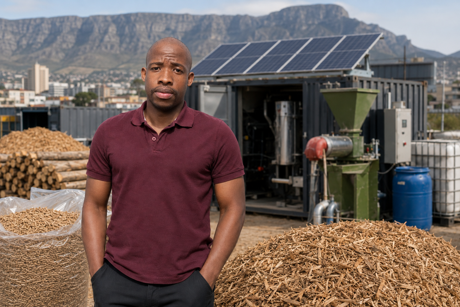 Sustainable energy and wood processing scene